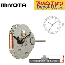 Original Miyota 2037 Japan Quartz Movement, 3 Hands, Counter-Clockwise Hands