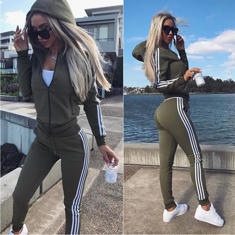 2pcs Tracksuit Yoga Set Women's Pants Clothes Long Sleeve Top Sport Gym  Sets