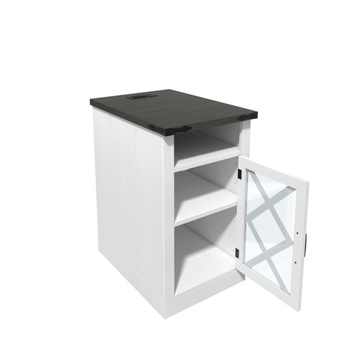 Farmhouse End Table with Charging Station Rustic Nightstand Sofa Side Table - Picture 8 of 10