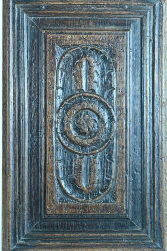 Ancien panneaux gothique en bois sculpté haute époque chêne médiéval