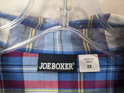 Joe Boxer Women's Blue Multicolored Plaid Collared Long Roll Tab Shirt Size 2X - Picture 6 of 10