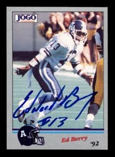 1992 JOGO CFL 13 Ed Berry Autographed Signed Grey Cup Toronto Argonaut Auto Card