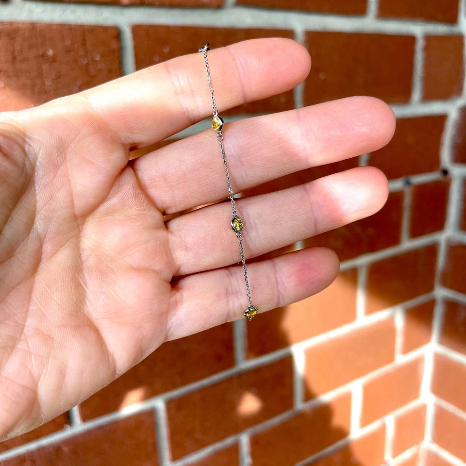 Pulseira de ouro 14k feita pelo homem 1 TCW extravagante diamante amarelo canário por jarda Station - Imagem 3 de 4