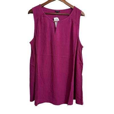 Torrid Womens NWT Pink Boysenberry Rayon Crepe Metal Keyhole Tank Blouse 1X