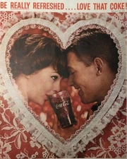 Coca Cola Ad Sweethearts "Love That Coke" & Panagra Airlines Ad on Reverse 1960s