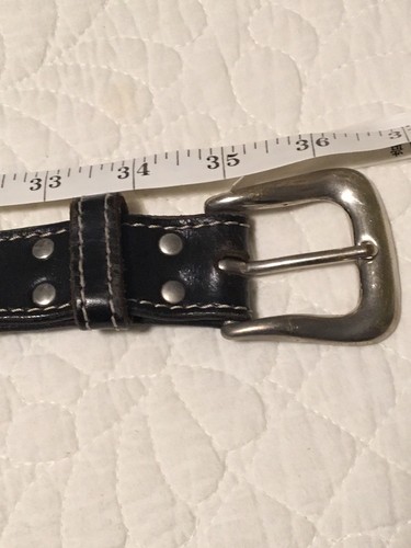 ROOTS Black Leather Belt Size 26 - Picture 6 of 7