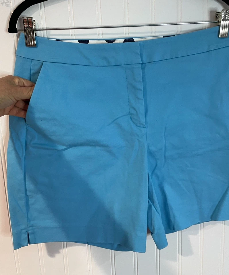Boden Womens Blue Cotton-Blend Shorts UK12 US 8 Side Zipper Pockets Tailored Fit - Image 3 of 4