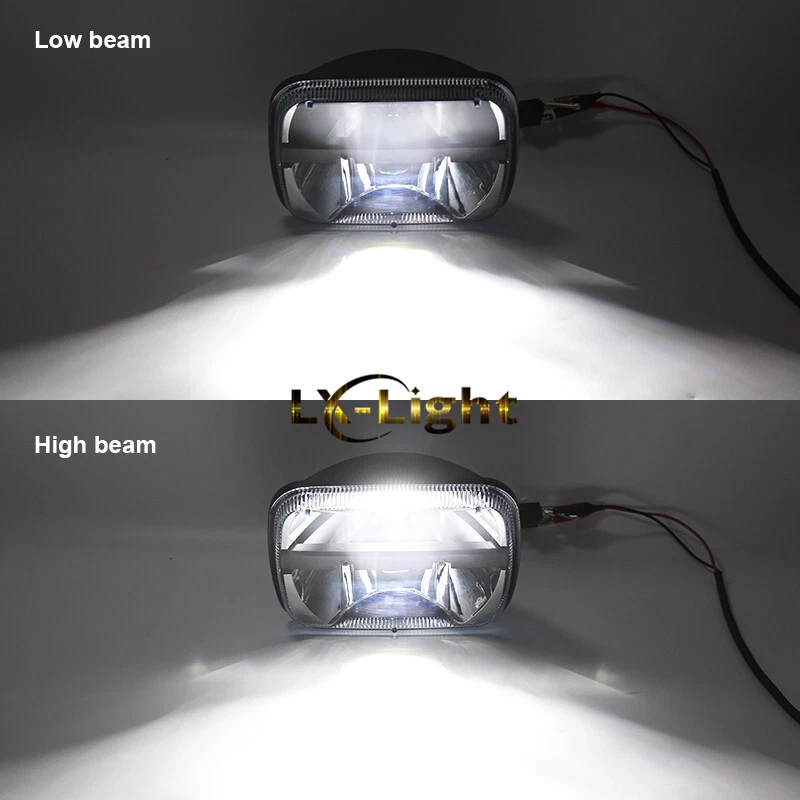 Pair 7x6" 5x7" LED Hi-Lo Sealed Beam Headlights for Jeep Cherokee XJ YJ Trucks - Image 3 of 4