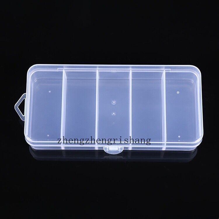 Plastic 5 Compartments Fishing Tackle Box for Fishing Lures Hooks Tools  Storage | eBay