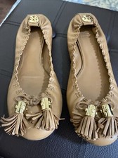 TORY BURCH REESE Slip On Tassel Logo Ballet Flats 8