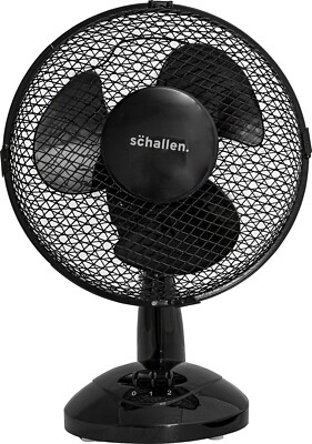 Schallen 9'' Zoll kleiner oszillierender 2 Geschwindigkeiten Luftkühlung Schreibtisch Arbeitsplatte Ventilator - SCHWARZ