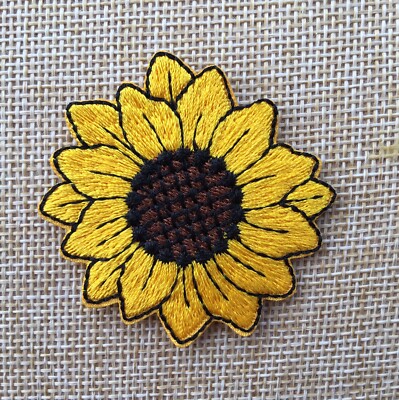 Sonnenblume zum Aufbügeln/Aufnähen voll bestickt Patch Applikationen Abzeichen
