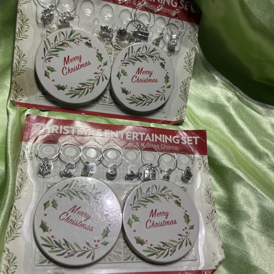 christmas table decoration entertaining coasters place settings glass charms 20 - Image 1 of 4