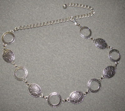 Silver Tone Adjustable Metal Chain Belt - Fits up to 40 inch Waist Plus Size Women main image 3