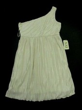 new FOREVER 21 Women's Size S One Shoulder Gold/Ivory Pleated Mini Dress DR1941