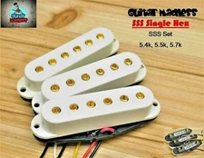 G.M. Single Hex, Single Coil Set, White with GOLD Hex Poles