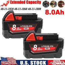 2PACK For Milwaukee For M18 Lithium 8.0AH Extended Capacity Battery 48-11-1860