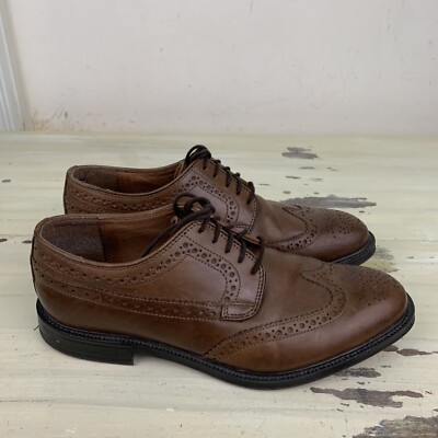 STAFFORD - Brown Leather Wingtip Dress Shoes, Mens 8.5 M  display picture 1