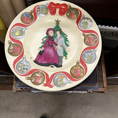 Vintage Christmas 12 Twelve Days Of Christmas Ceramic Mold Plate 