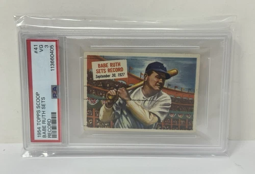 1954 Topps Scoop #41 Babe Ruth Sets Record PSA 3 VG - (Newly Graded) NY Yankees