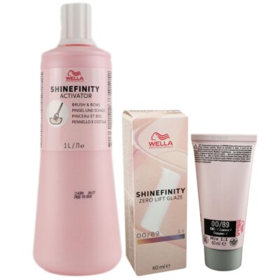 Wella Shinefinity Glaze Booster 60 ml 00/89 & Activator Bottle 2 % 1L Entwickler