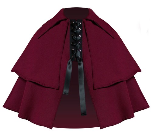 Mens Womens Gothic Steampunk Medieval Renaissance Western Pirate Larp Short Cape - Picture 5 of 26