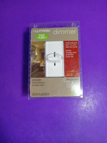 Lutron Dimmerschalter S-600H-WH einpoliger Schieber 600 Watt weiß Glühlampe