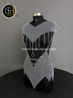 Silver Chainmail Skirt Belt - Fully Adjustable Knight / Viking Armor Brave Lady Armor Set: Medieval Corset & Chainmail Skirt  main image 2