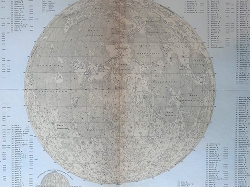 Lunar Surface Light Side of the Moon Sea of Tranquility 1880 Stieler map - Picture 4 of 4