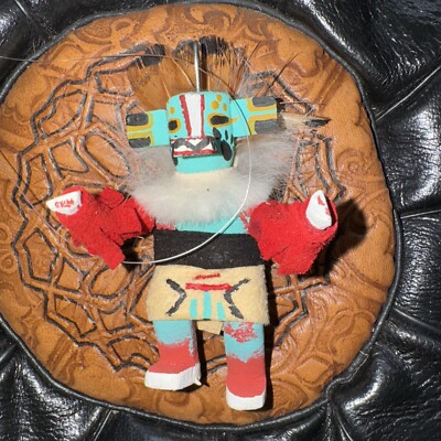 Amerikanische Ureinwohner Kachina Puppe Ornament - handgefertigte Keramik bunte Details 3''