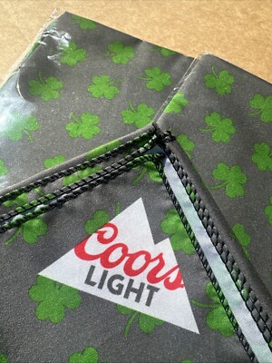 Coors Light Shamrock Bandana ~ St Paddy s Four Leaf Clover ~ Satin Feel 22 x22 