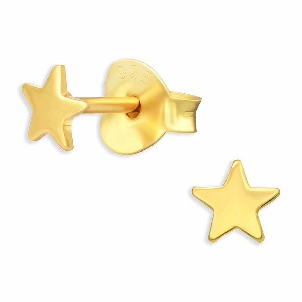Sterne Ohrringe Ohrstecker 925 Silber Gold Kinder Damen MäDchen Schmuck-image