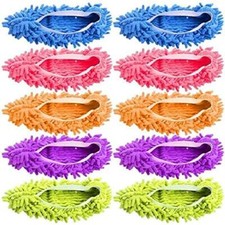 Mop Slipper Shoes Cover Microfiber Reusable for Floor Polishing Sweeping, 5Pairs