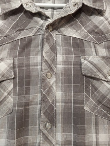 Helix Camicia Uomo Perla Snap Plaid Grigio Taglia 2XL Manica Corta Vestibilità Atletica - Foto 3 di 4