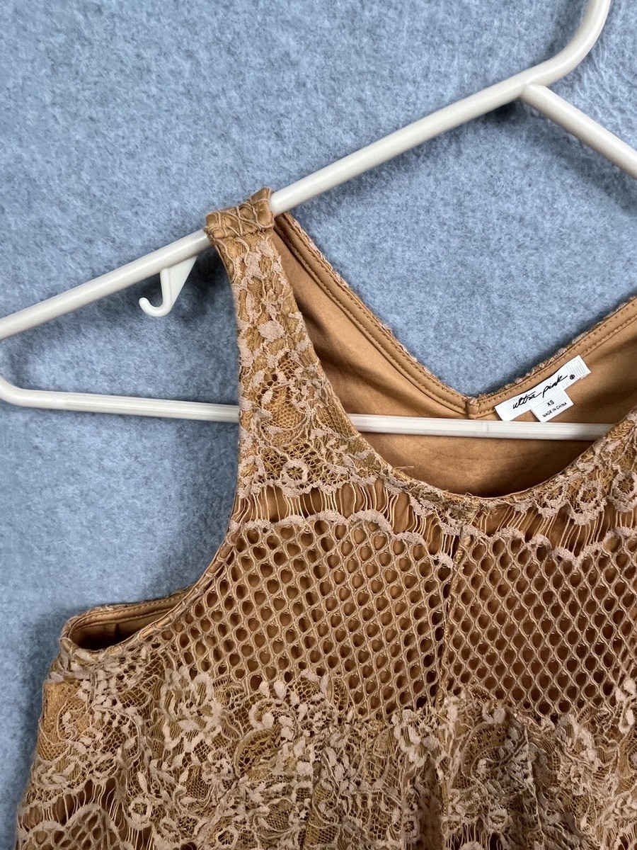 Ultra Pink Tank Top XS Yellow Lace | eBay
