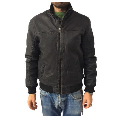 Jacke Herren Schwarz D'amico Mod NEW FREDD DGU0233 aus Leder Futter 100% Poly
