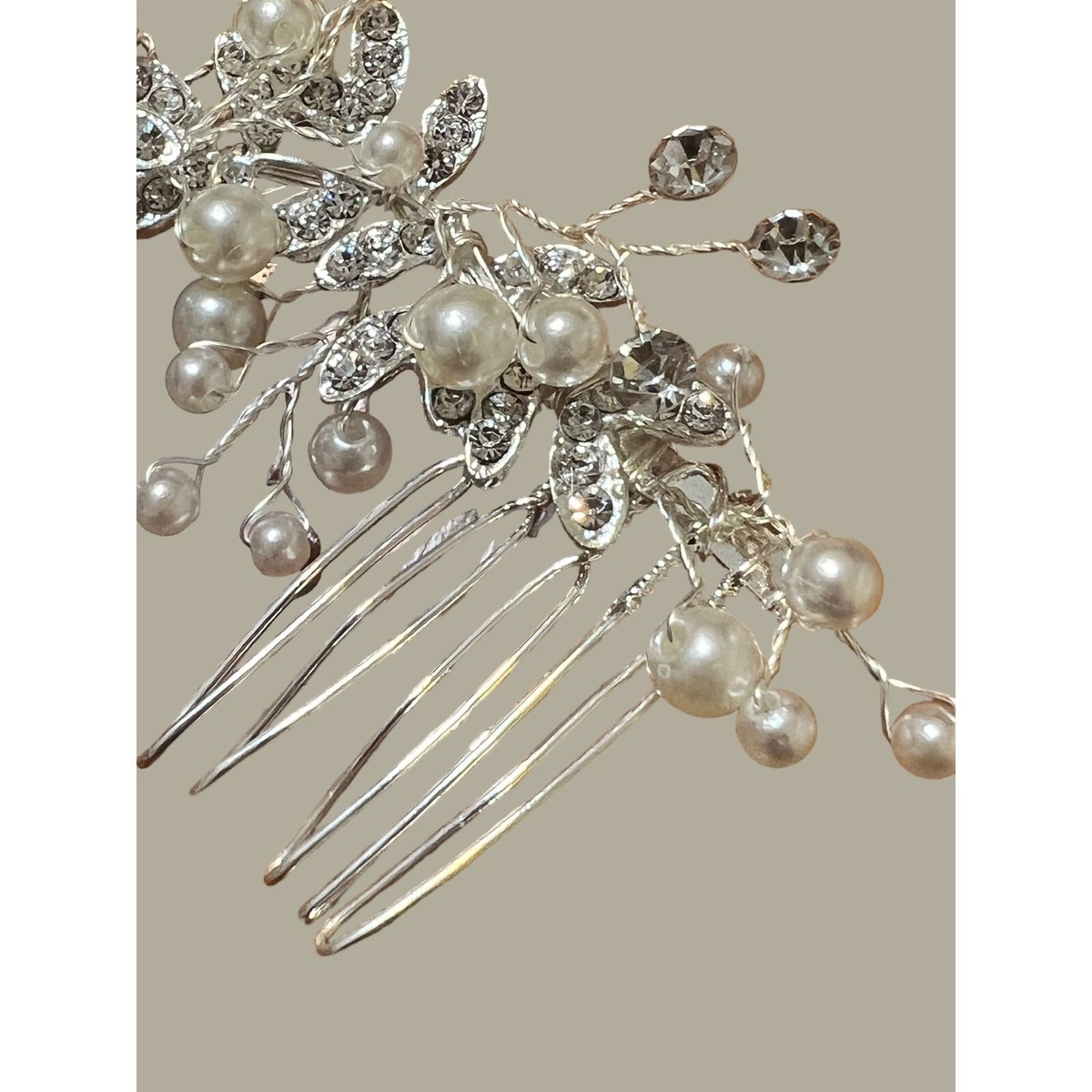 Pearl Silver Tone Wedding Hair Comb Bridal Hair Head Piece  display picture 2