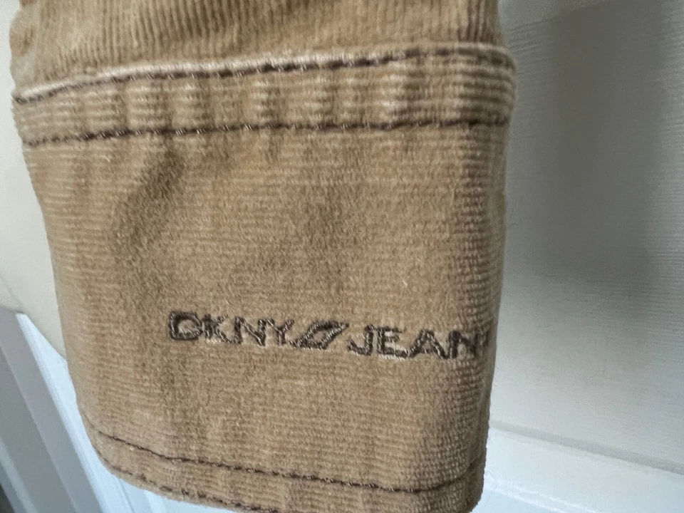 DKNY JEANS Chaqueta Blazer Recortada Beige Algodón Spandex Pana Talla M Foto 3 de 4