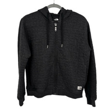 The North Face Women's Longs Peak Quilted Full-Zip Hoodie Jacket Gray Medium