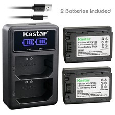 Kastar NP-FZ100 Battery LCD Dual Charger for Sony A9 A9R A7R III A7 III Camera