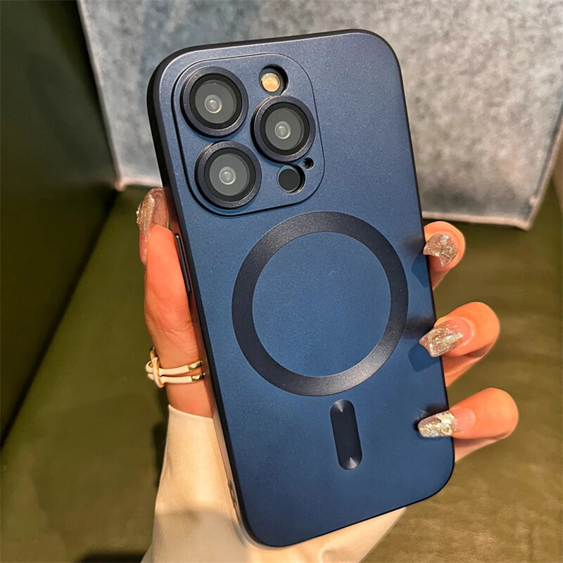 For iPhone 15 14 13 Mag Safe Magnetic TPU Case For Camera Lens Protector