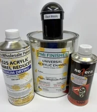 Black Metallic gallon Kit Single Stage ACRYLIC ENAMEL Car Auto Paint Kit