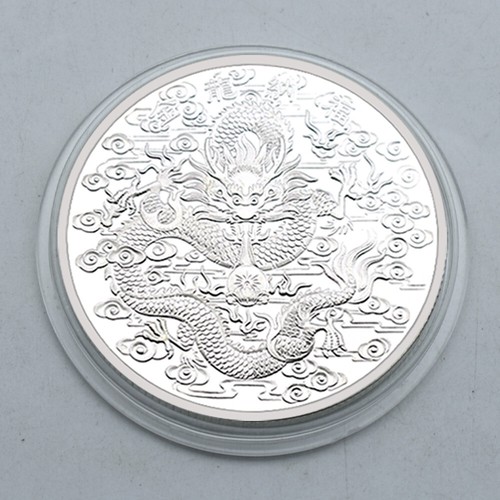 Chinese Dragon Silver Plated Commemorative Medal Art Ornament Coin Holiday Gift - Picture 6 of 12