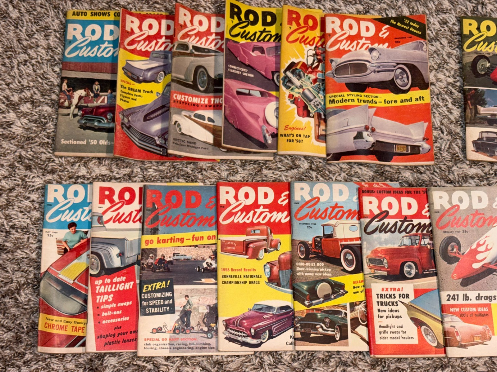Lot Of 25 Vintage Rod & Custom Magazines Years 1957 ,1958, 1959, 1960 & 1961