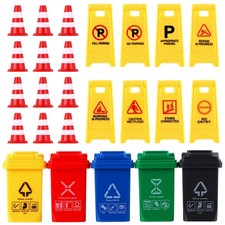 25 Pcs Construction Traffic Sign Toy Roadblock Toys Kids Street Signs Cones