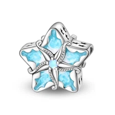 KUNSIR 925 Sterling Silver Blue Ocean Star Charm For Bracelet or Necklace DIY