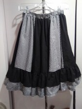 Vintage Black And White Gingham Square Dance Skirt Small
