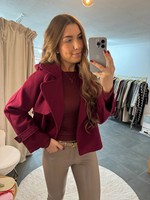 Kurzer Trenchcoat Lili Weinrot Damen Jacke Onesize XS-XL Winter Trench Coat Frau