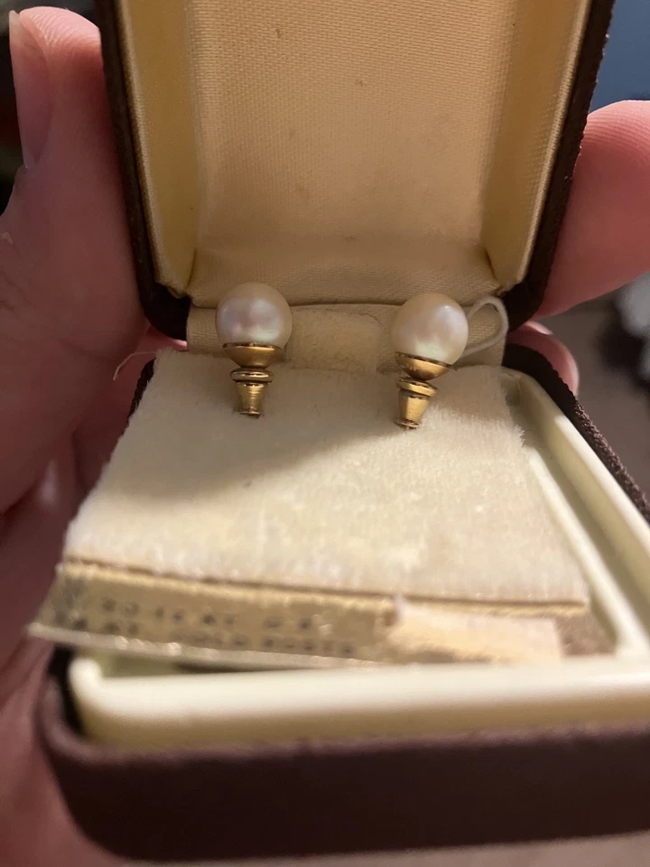 珍珠 1/20 12 克拉 GF 带 14 克拉金柱耳钉 — 第 3/4 张图片