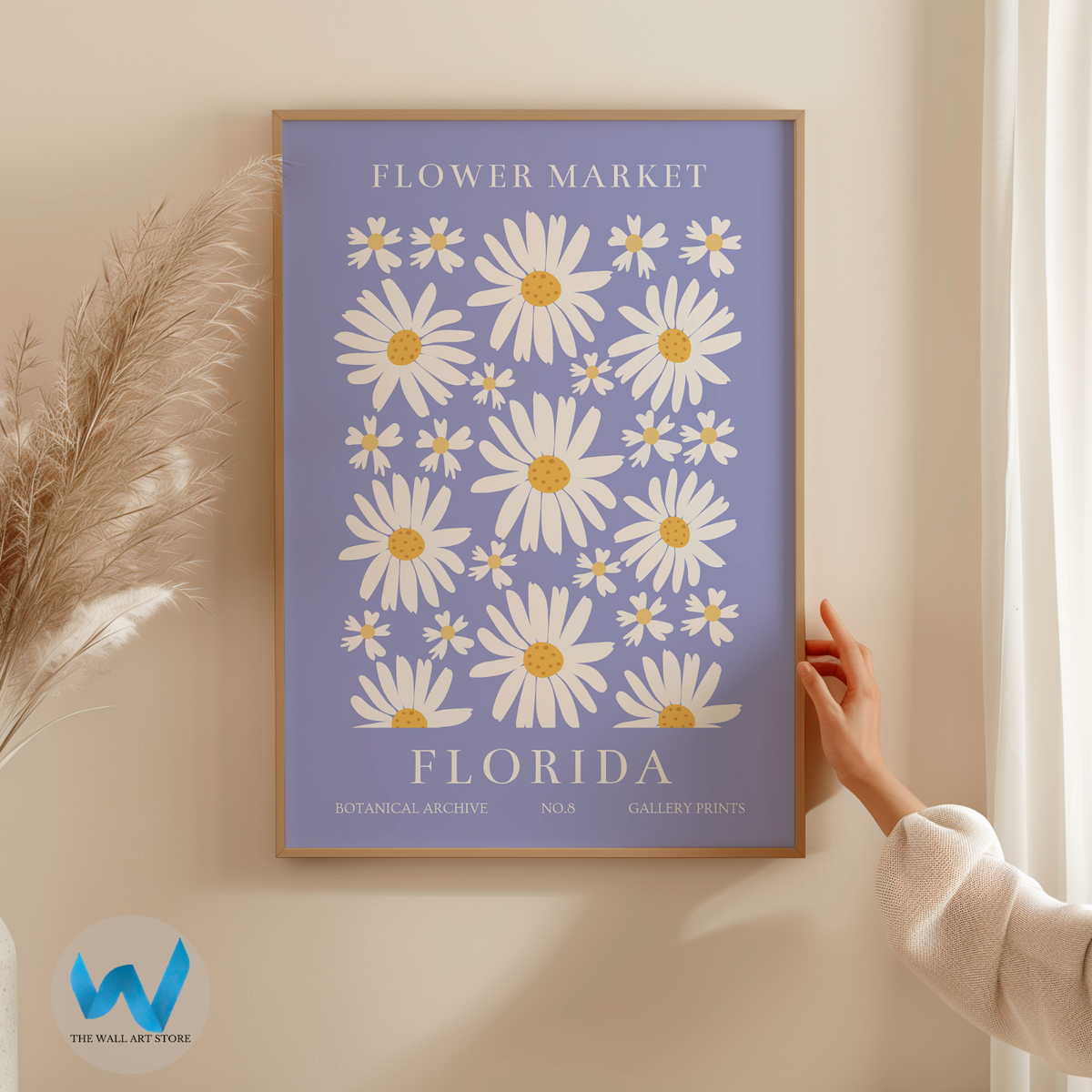Florida Daisy Flower Market Poster - Botanical Wall Art -12X16